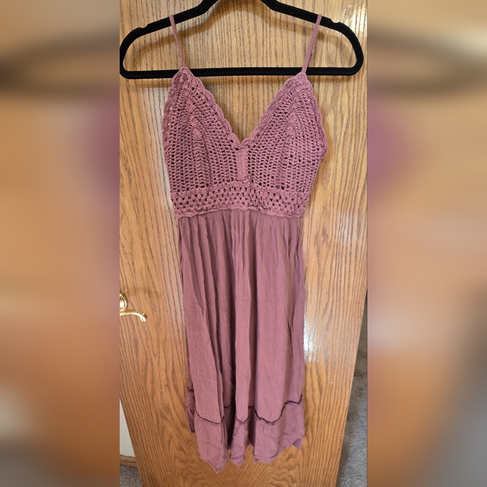 Blush Dusty Rose Crochet Maxi Dress